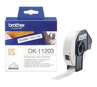 Brother DK-11203 Label Roll, File Folder Labels, Black on White, 300 Labels, 17 mm (W) x 87 mm (L), Brother Genuine Supplies