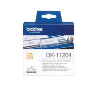 Brother DK-11204 Label Roll, Multi Purpose Labels, Black on White, 400 Labels, 1