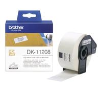 Brother DK-11208 Label Roll, Large Address Labels, Black on White, 400 Labels, 38 mm (W) x 90 mm (L), Brother Genuine Supplies
