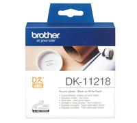 Brother DK-11218 Label Roll, Round Labels, Black on White, 1000 Labels, 24 mm, Brother Genuine Supplies