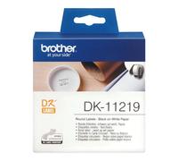 Brother DK-11219 Label Roll, Round Labels, Black on White, 1200 Labels, 12mm, Brother Genuine Supplies