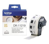 P-Touch Brother Black On White Round 12mm Labels 1200 Labels - DK11219