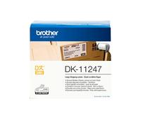 Brother DK-11247. Label colour: Black on white Labels per roll: 180 pc(s) Tape type: DK. Width: 128 mm Depth: 115 mm Height: 112 mm. Pallet gross height: 15.4 cm Master (outer) cases per pallet: 36 pc