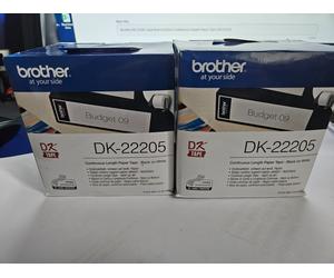 Brother DK-22205 Label Roll X 2 62mm Continuous Length Paper Tape Vat Inc