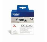 Brother Dk-22212 Label Roll, Continuous Length Film, Black On White, Single Label Roll, 62mm (W) X 15.24M (L), Brother Genuine