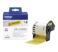 Brother Dk-22606 Label Roll, Continuous Length Film, Black On Yellow, Single Label Roll, 62mm (W) X 15.24M (L), Brother Genuine