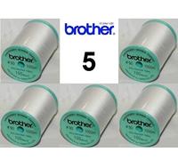 BROTHER EMBROIDERY BOBBIN THREAD x 5 WHITE 1000M 90 weight GREEN REEL