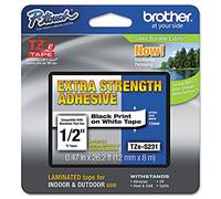 Brother Extra Strength Tape, Black on White, 12mm (TZeS231)