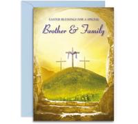 Brother & Family Religious Easter Card - Christian Easter Card - A5 Size with Envelope