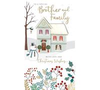 Brother & Family Snowman Embellished Christmas Card Hand-Finished Champagne Cards XCDC435