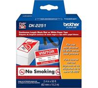 Brother Genuine DK-2251 Continuous Length Replacement Labels, Black/Red Label on White Paper Tape, Engineered with Excellence, 2.4” x 50 feet, 1 Roll per Box