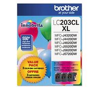 Brother Genuine High Yield Color Ink Cartridge, LC2033PKS, Replacement Color Ink Three Pack, Includes 1 Cartridge Each of Cyan, Magenta & Yellow, Page Yield Up To 550 Pages, Amazon Dash Replenishment Cartridge, LC203