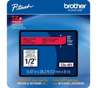 Brother Genuine P-touch TZe-431CS 0.47 x 26.2 Black on Red Laminated Label Tape