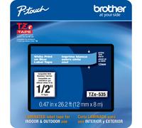 Brother Genuine P-touch TZe-535CS 0.47 x 26.2 White on Blue Laminated Label Tape