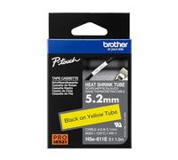 Brother Genuine Pro Tape HSe-611E Heat Shrink Tubing - Black on Yellow