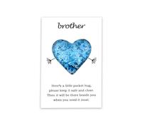 Brother Gifts Pocket Hug Long Distance Relationship Gifts for Men Boys Birthday Gift for Bonus Brother In Law Christmas Graduation Gift for Brothers Stepbrother Present Glass Heart Token