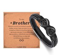 Brother Gifts - To My Brother Bracelet, Stainless Steel Infinite Charm & Leather Bracelets Gifts for Brother, Big Brother Birthday Gifts Christmas Graduation Gifts for Him, Brother Gifts from Sister