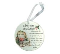 BROTHER Glass Memorial Christmas In Heaven Hanging Ornament Plaque