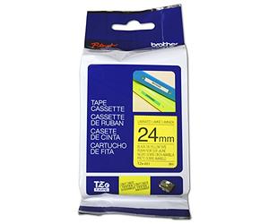 BROTHER Gloss Laminated Labelling Tape - 24mm, Black/Yellow Label Tape TZ