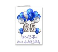 Brother Happy 65th Birthday Card 65 age Balloons (envelope Included)