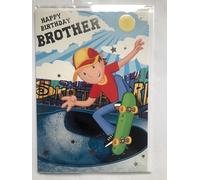 Brother Happy Birthday Card Boy Cap Skateboarding Bowl Park