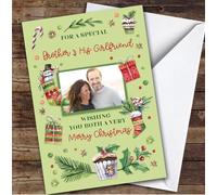 Brother & His Girlfriend Photo Cupcake Custom Personalised Christmas Card - Special Relative Personalised Christmas Card, Adult Christmas Card