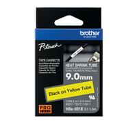 Brother HSe Heat Shrink Tube Tape Cassette 9.0mm x 1.5m Black on Yellow HSe621E