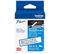 Brother HSe211E ~1/5in (5.28mm) Black on White Heat Shrink Tube, 3:1 Electrical Shrink Wrap Labeling Tape for AWG 16-24, 4.9 ft (1.5m) Cassette for P-Touch Industrial Heat Shrink Label Printers