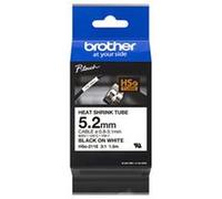 BROTHER HSE211E 5.2MM BLACK ON WHITE HEAT SHRINK TUBE