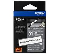 BROTHER HSE261E 31MM BLACK ON WHITE HEAT SHRINK TUBE