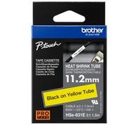 BROTHER HSE631E 11.2MM BLACK ON YELLOW HEAT SHRINK TUBE