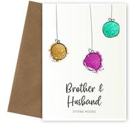 Brother & Husband Christmas Card - Splatter Baubles Christmas Cards for Brother & Husband | Fun and Festive Christmas Card for Brother & Husband this Xmas
