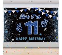 Brother I'm 11 Backdrop Banner - Boy 11th Birthday Party Background Supplies - 11 Years Old - Big Brother 11th Birthday Party Photography Background Decoration - 6 x 4 Feet