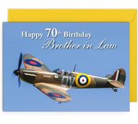 Brother-in-Law 70th Birthday Card - Spitfire Design - Medium Sized Card (A5 Size -148mm x 210mm) with Envelope
