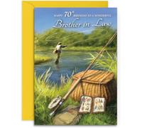 Brother in Law 70th Fishing Birthday Card - Medium Sized Card (A5 Size -148mm x 210mm) with Envelope