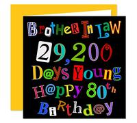 Brother in Law 80th Happy Birthday Card - 29,200 Days Young - What A Kerfuffle Design - 80 Today