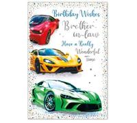 Brother In Law Birthday Card - Cars Men Male - Size: 7.5" x 5.25" (D)