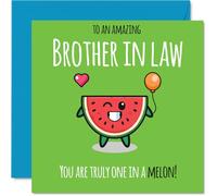 Brother in Law Birthday Card - One In A Melon - Happy Birthday Card for Brother in Law from Sister Sibling, 145mm cute melon Bday Greeting Cards