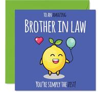 Brother in Law Birthday Card - Simply The Zest - Happy Birthday Card for Brother in Law from Sister Sibling, 145mm cute lemon Bday Greeting Cards