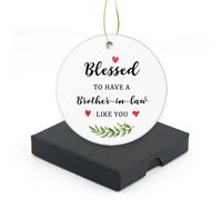Brother-in-Law Christmas Tree Ornament Ceramic Ornament Keepsake Double-Sided Printing with Golden String,Blessed to Have A Brother in Law Like You