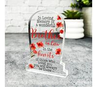 Brother-In-Law Poppy Seeds Gravestone Plaque Sympathy Keepsake Memorial Gift - Small Gifts For Him For Her, Present, Acrylic Plaque, Unqiue Gift, Ornament, Décor, Plaque, trinket, Keepsake Gift