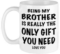 Brother in Law/Twin Brother Gift Mug - "Being My Brother is Gift" Double Side Printed 11 Oz Novelty Ceramic Drinking Cup - Gift from Sister, Sarcastic