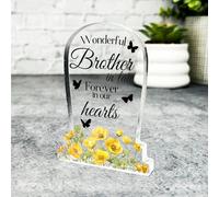 Brother-In-Law Yellow Gravestone Plaque Sympathy Gift Keepsake Memorial Gift - Gift, Custom Present, Trinket, Keepsake Ornament, Acrylic Plaque, Home Decor Gift, Small, Unique Present