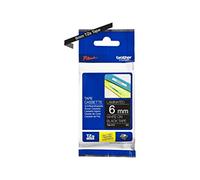 BROTHER Labelling Tape, White on Black, 6 mm