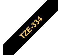 Original Brother P-Touch TZE334 12mm Gloss Tape - Gold on Black