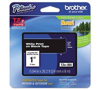 Brother Laminated Tape White on Black, 24mm (TZe355) - Retail Packaging