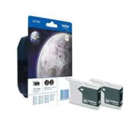 Brother LC-1000BK Inkjet Cartridge, Black, Twin Pack, Standard Yield, Includes 2 x Inkjet Cartridges, Brother Genuine Supplies