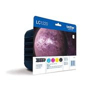 Brother LC-1220BK/LC-1220C/LC-1220M/LC-1220Y Inkjet Cartridge, Black/Cyan/Magenta/Yellow, Multi-Pack, Standard Yield, Includes 4 x Inkjet Cartridges, Brother Genuine Supplies