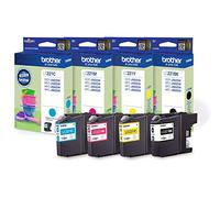 Brother LC-221BK/LC-221C/LC-221M/LC-221Y Inkjet Cartridge, Black/Cyan/Magenta/Yellow, Multi-Pack, Standard Yield, Includes 4 x Inkjet Cartridges, Brother Genuine Supplies