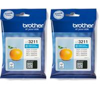 Brother LC-3211C Inkjet Cartridge, Cyan, Single Pack, Standard Yield, Includes 1 x Inkjet Cartridge, Genuine Supplies (Pack of 2)